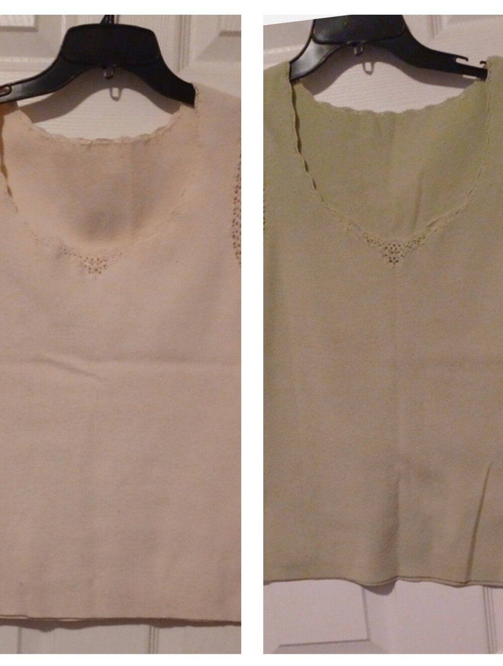 Women’s Sleeveless Knit Tank in Cream And One In Light Green Size Medium